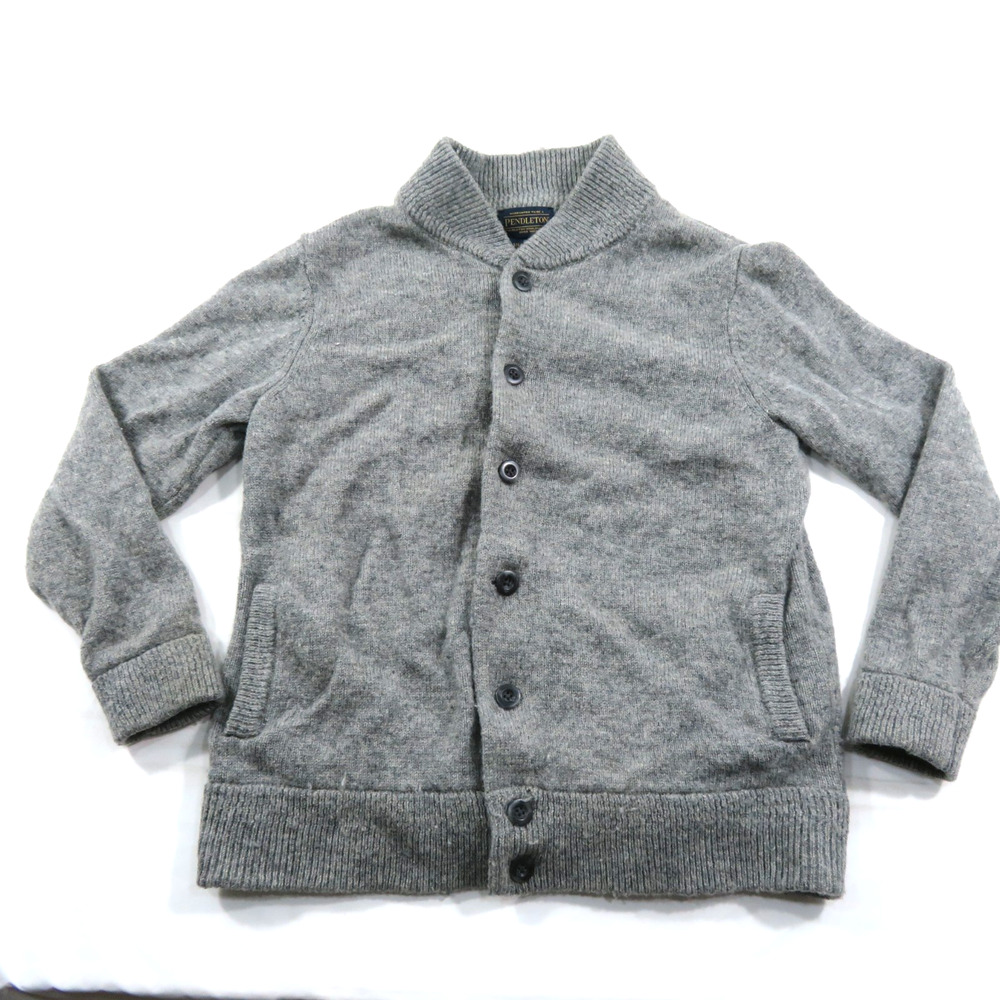 Pendleton Wool Gray Sweater Sz M Knit Button Up